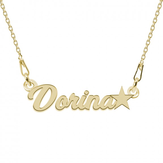Colier Argint Placat cu Aur 24 karate, Steluta, Nume Dorina, 45 cm