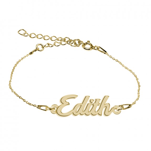 Bratara Argint Placata cu Aur 24 karate, Nume Edith, 15 + 3 cm Bratara Argint Placata cu Aur 24 karate, Nume Edith, 15 + 3 cm