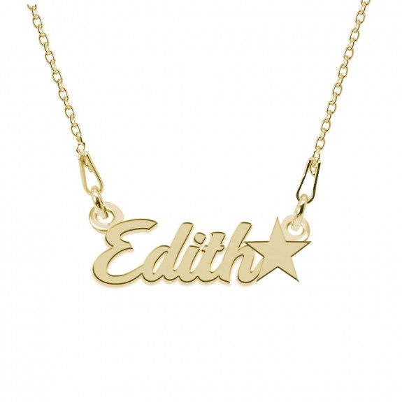 Colier Argint Placat cu Aur 24 karate, Steluta, Nume Edith, 45 cm