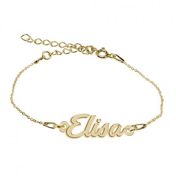 Bratara Argint Placata cu Aur 24 karate, Nume Elisa, 15 + 3 cm
