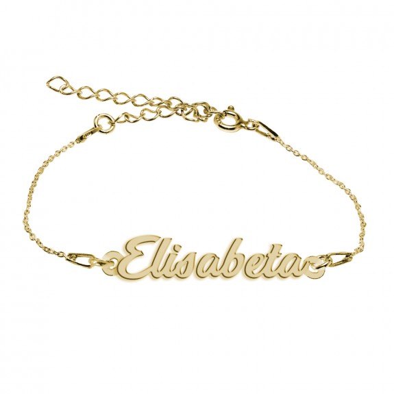 Bratara Argint Placata cu Aur 24 karate, Nume Elisabeta, 15 + 3 cm