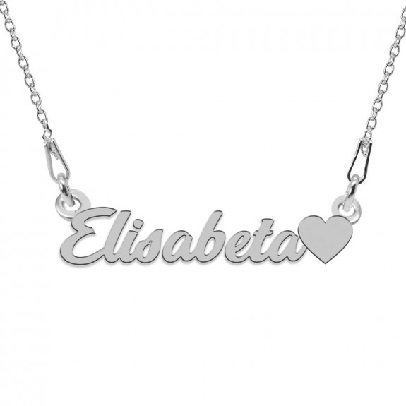 Colier Argint, Inimioara, Nume Elisabeta , 45 cm