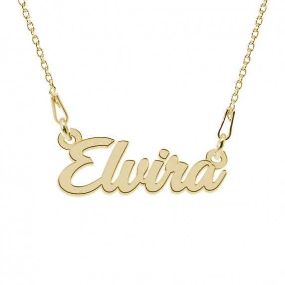 Colier Argint Placat cu Aur 24 karate, Nume Elvira, 45 cm