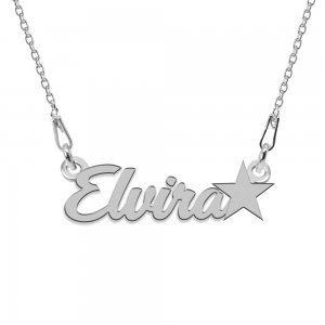 Colier Argint, Steluta, Nume Elvira , 45 cm