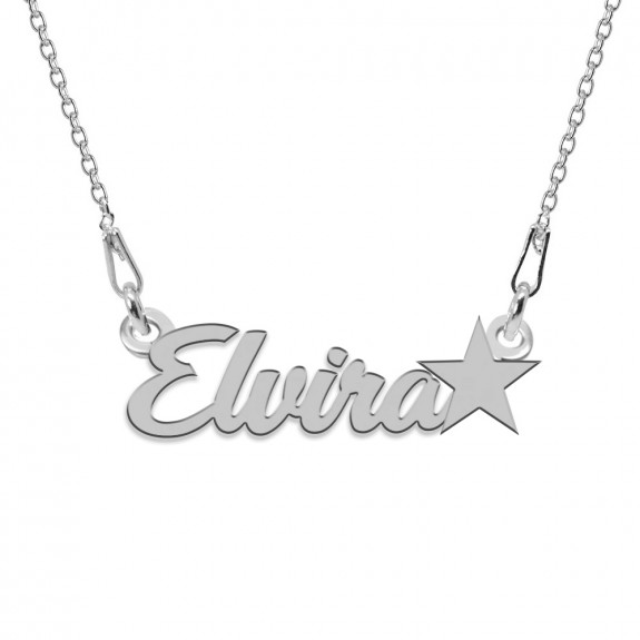 Colier Argint, Steluta, Nume Elvira , 45 cm