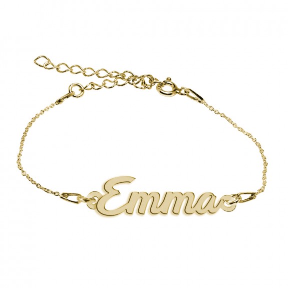 Bratara Argint Placata cu Aur 24 karate, Nume Emma, 15 + 3 cm
