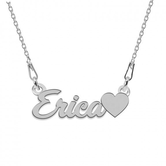 Colier Argint, Inimioara, Nume Erica , 45 cm