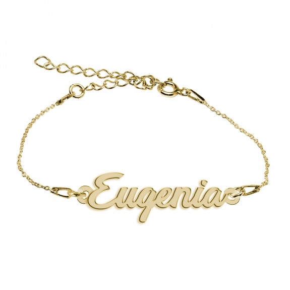 Bratara Argint Placata cu Aur 24 karate, Nume Eugenia, 15 + 3 cm