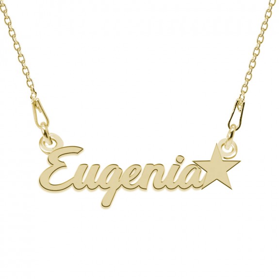 Colier Argint Placat cu Aur 24 karate, Steluta, Nume Eugenia, 45 cm