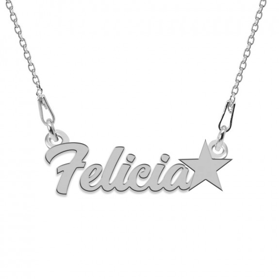 Colier Argint, Steluta, Nume Felicia , 45 cm