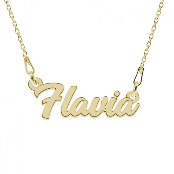 Colier Argint Placat cu Aur 24 karate, Nume Flavia, 45 cm