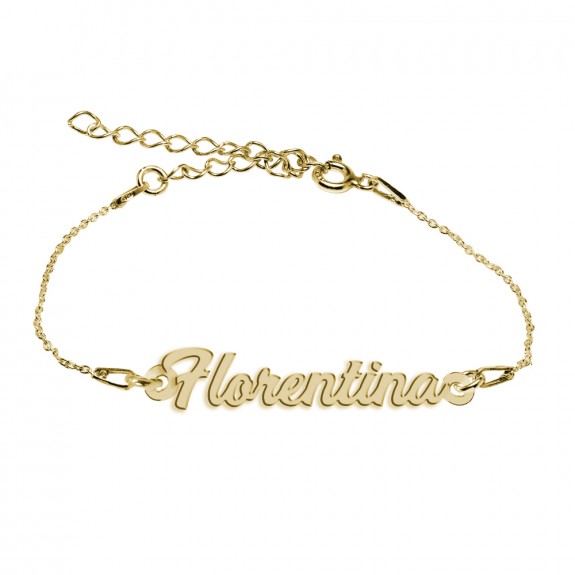 Bratara Argint Placata cu Aur 24 karate, Nume Florentina, 15 + 3 cm Bratara Argint Placata cu Aur 24 karate, Nume Florentina, 15 + 3 cm