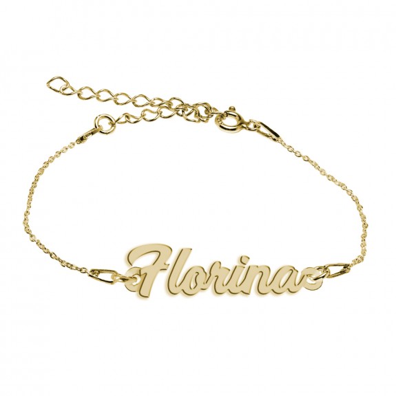 Bratara Argint Placata cu Aur 24 karate, Nume Florina, 15 + 3 cm