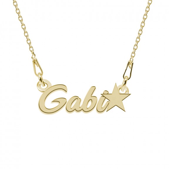 Colier Argint Placat cu Aur 24 karate, Steluta, Nume Gabi, 45 cm