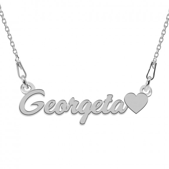 Colier Argint, Inimioara, Nume Georgeta , 45 cm