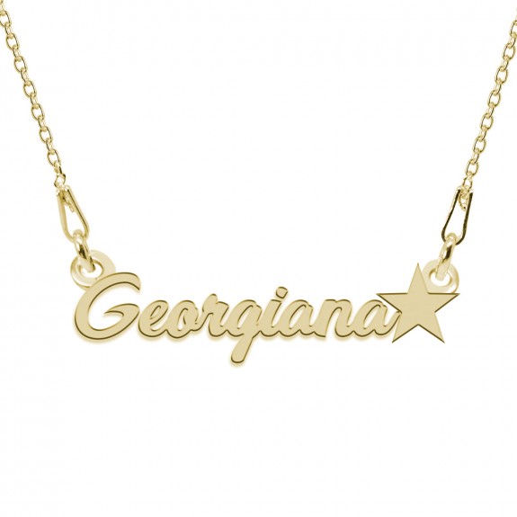 Colier Argint Placat cu Aur 24 karate, Steluta, Nume Georgiana, 45 cm