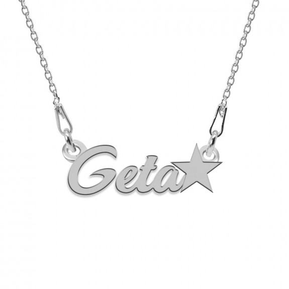 Colier Argint, Steluta, Nume Geta , 45 cm