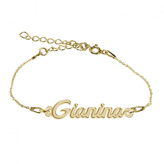 Bratara Argint Placata cu Aur 24 karate, Nume Gianina, 15 + 3 cm