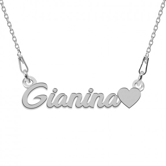 Colier Argint, Inimioara, Nume Gianina , 45 cm