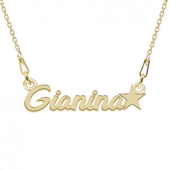 Colier Argint Placat cu Aur 24 karate, Steluta, Nume Gianina, 45 cm Colier Argint Placat cu Aur 24 karate, Steluta, Nume Gianina, 45 cm