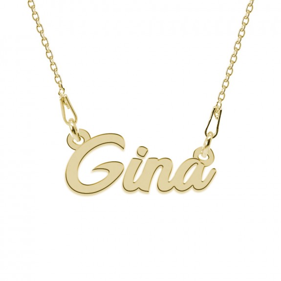 Colier Argint Placat cu Aur 24 karate, Nume Gina, 45 cm