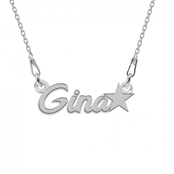 Colier Argint, Steluta, Nume Gina , 45 cm