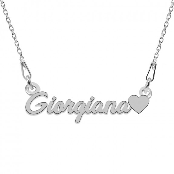 Colier Argint, Inimioara, Nume Giorgiana , 45 cm