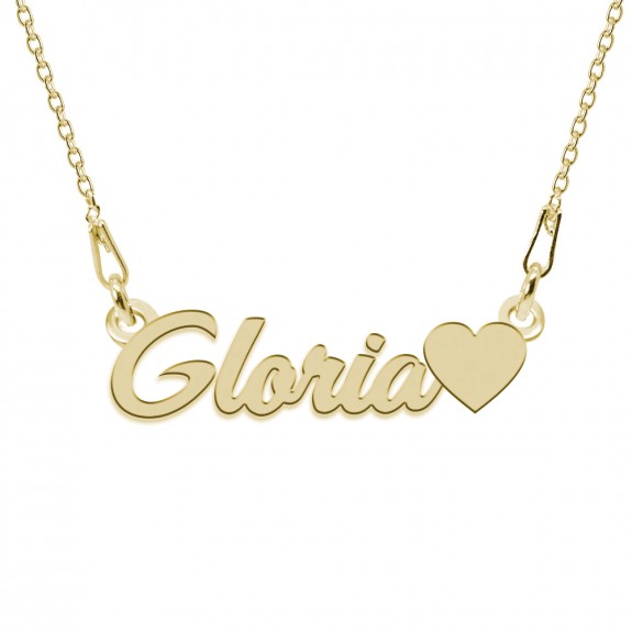 Colier Argint Placat cu Aur 24 karate, Inimioara, Nume Gloria, 45 cm Colier Argint Placat cu Aur 24 karate, Inimioara, Nume Gloria, 45 cm