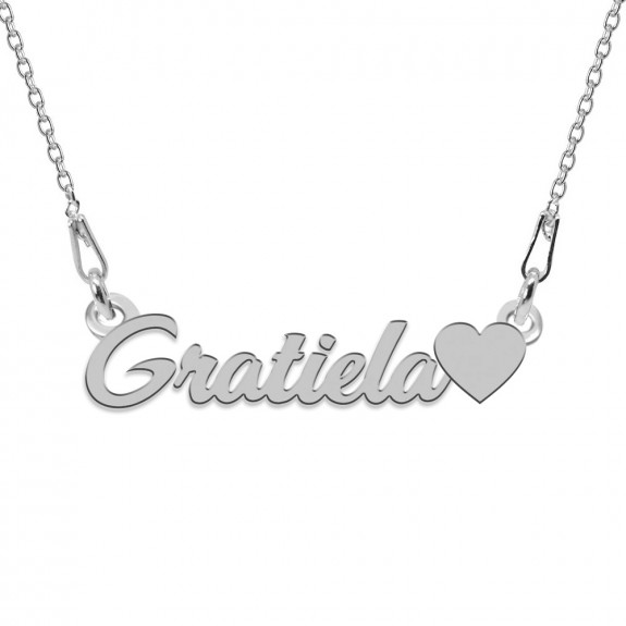 Colier Argint, Inimioara, Nume Gratiela , 45 cm