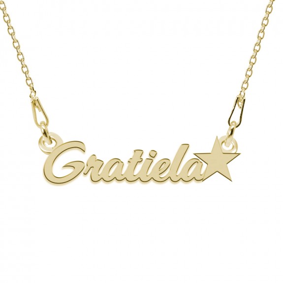 Colier Argint Placat cu Aur 24 karate, Steluta, Nume Gratiela, 45 cm