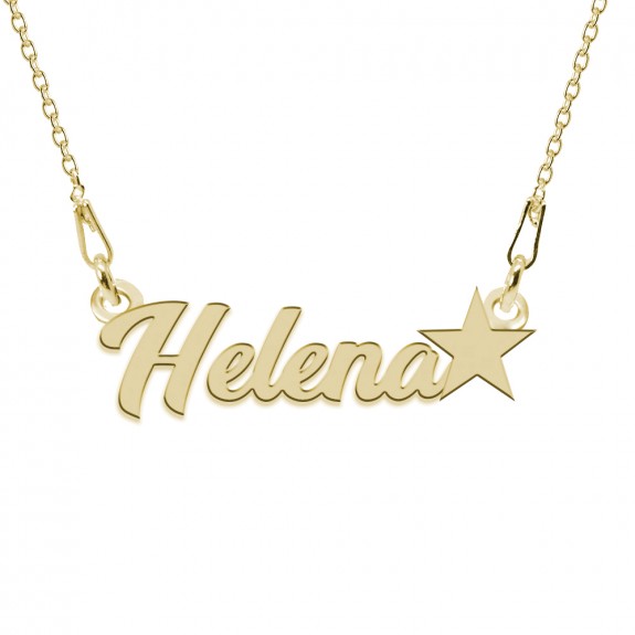 Colier Argint Placat cu Aur 24 karate, Steluta, Nume Helena, 45 cm