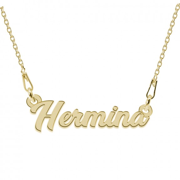 Colier Argint Placat cu Aur 24 karate, Nume Hermina, 45 cm