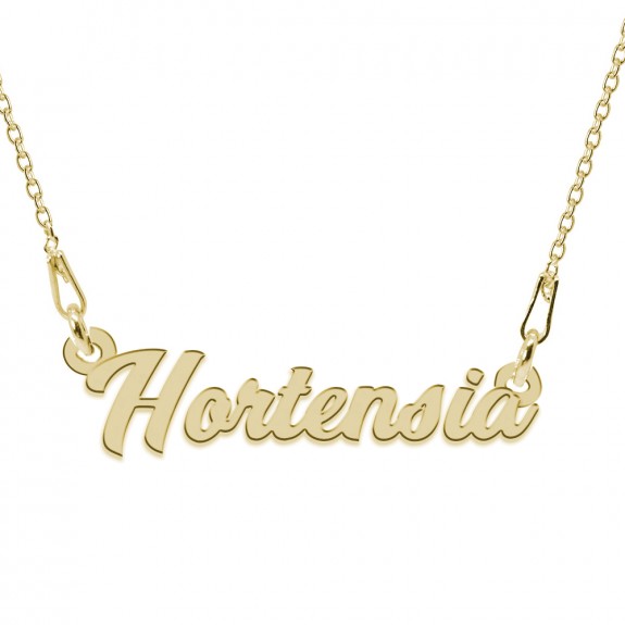 Colier Argint Placat cu Aur 24 karate, Nume Hortensia, 45 cm