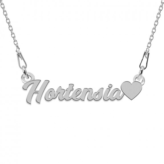 Colier Argint, Inimioara, Nume Hortensia , 45 cm