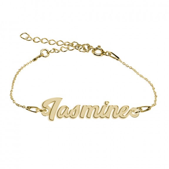 Bratara Argint Placata cu Aur 24 karate, Nume Iasmine, 15 + 3 cm