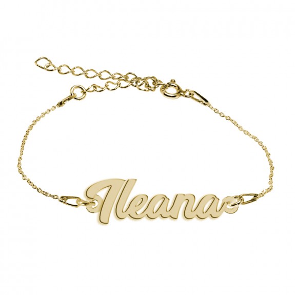Bratara Argint Placata cu Aur 24 karate, Nume Ileana, 15 + 3 cm