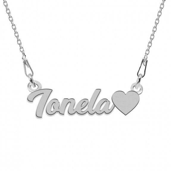 Colier Argint, Inimioara, Nume Ionela , 45 cm