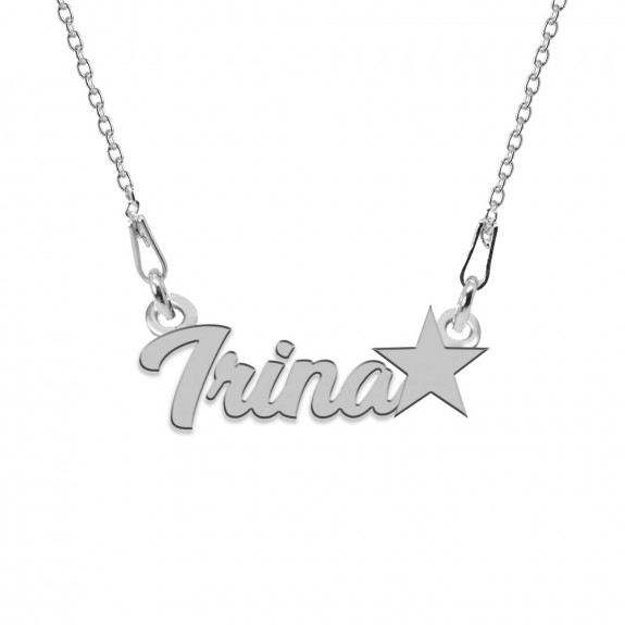 Colier Argint, Steluta, Nume Irina , 45 cm