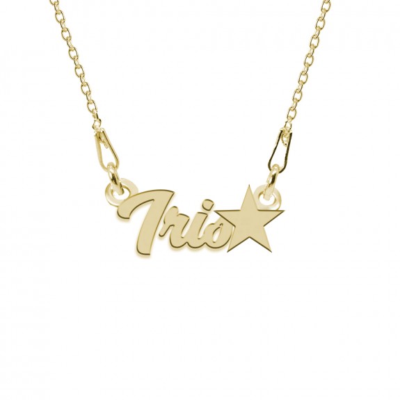 Colier Argint Placat cu Aur 24 karate, Steluta, Nume Iris, 45 cm Colier Argint Placat cu Aur 24 karate, Steluta, Nume Iris, 45 cm