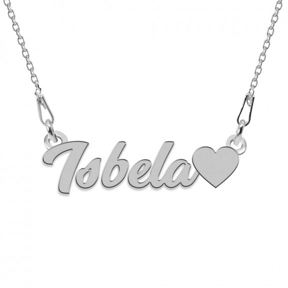 Colier Argint, Inimioara, Nume Isabela , 45 cm