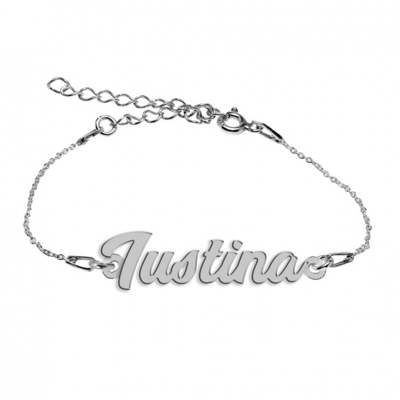Bratara Argint 925, Nume Iustina , BijuBOX, 15 + 3 cm
