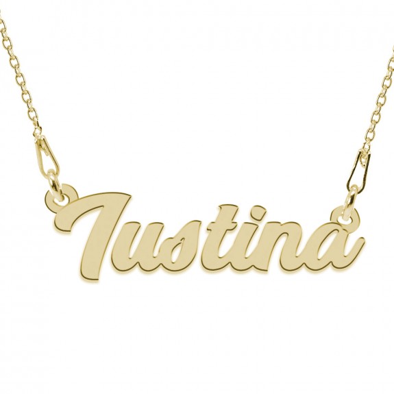 Colier Argint Placat cu Aur 24 karate, Nume Iustina, 45 cm
