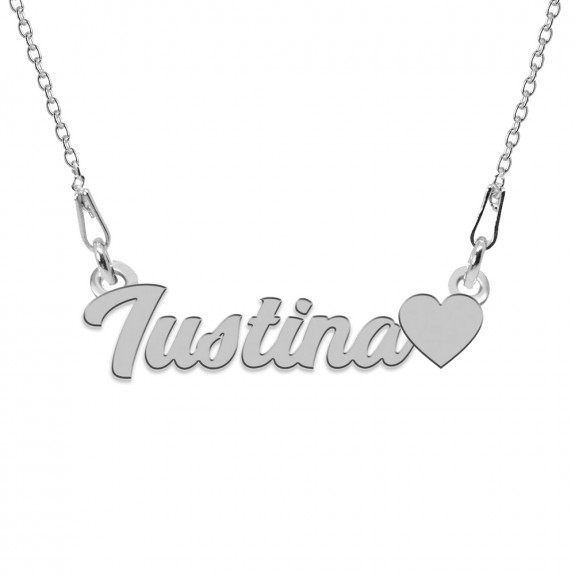 Colier Argint, Inimioara, Nume Iustina , 45 cm Colier Argint, Inimioara, Nume Iustina , 45 cm