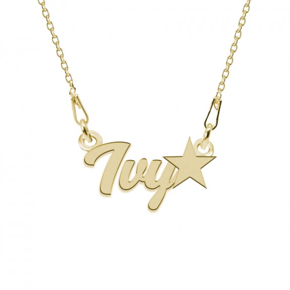 Colier Argint Placat cu Aur 24 karate, Steluta, Nume Ivy, 45 cm