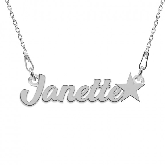 Colier Argint, Steluta, Nume Janette , 45 cm