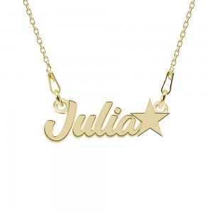 Colier Argint Placat cu Aur 24 karate, Steluta, Nume Julia, 45 cm