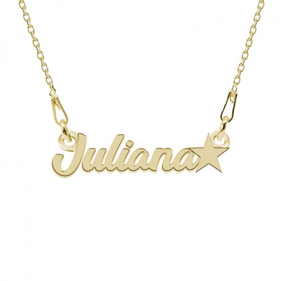 Colier Argint Placat cu Aur 24 karate, Steluta, Nume Juliana, 45 cm