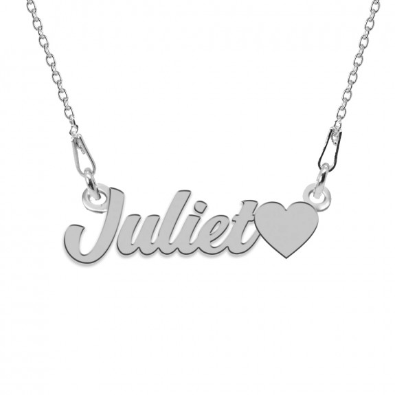 Colier Argint, Inimioara, Nume Juliet , 45 cm
