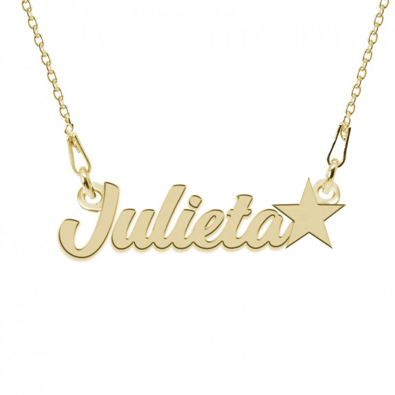 Colier Argint Placat cu Aur 24 karate, Steluta, Nume Julieta, 45 cm