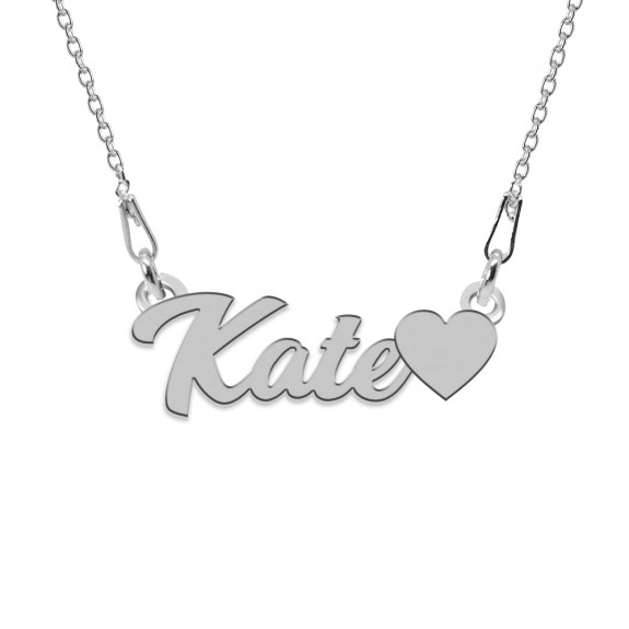 Colier Argint, Inimioara, Nume Kate , 45 cm